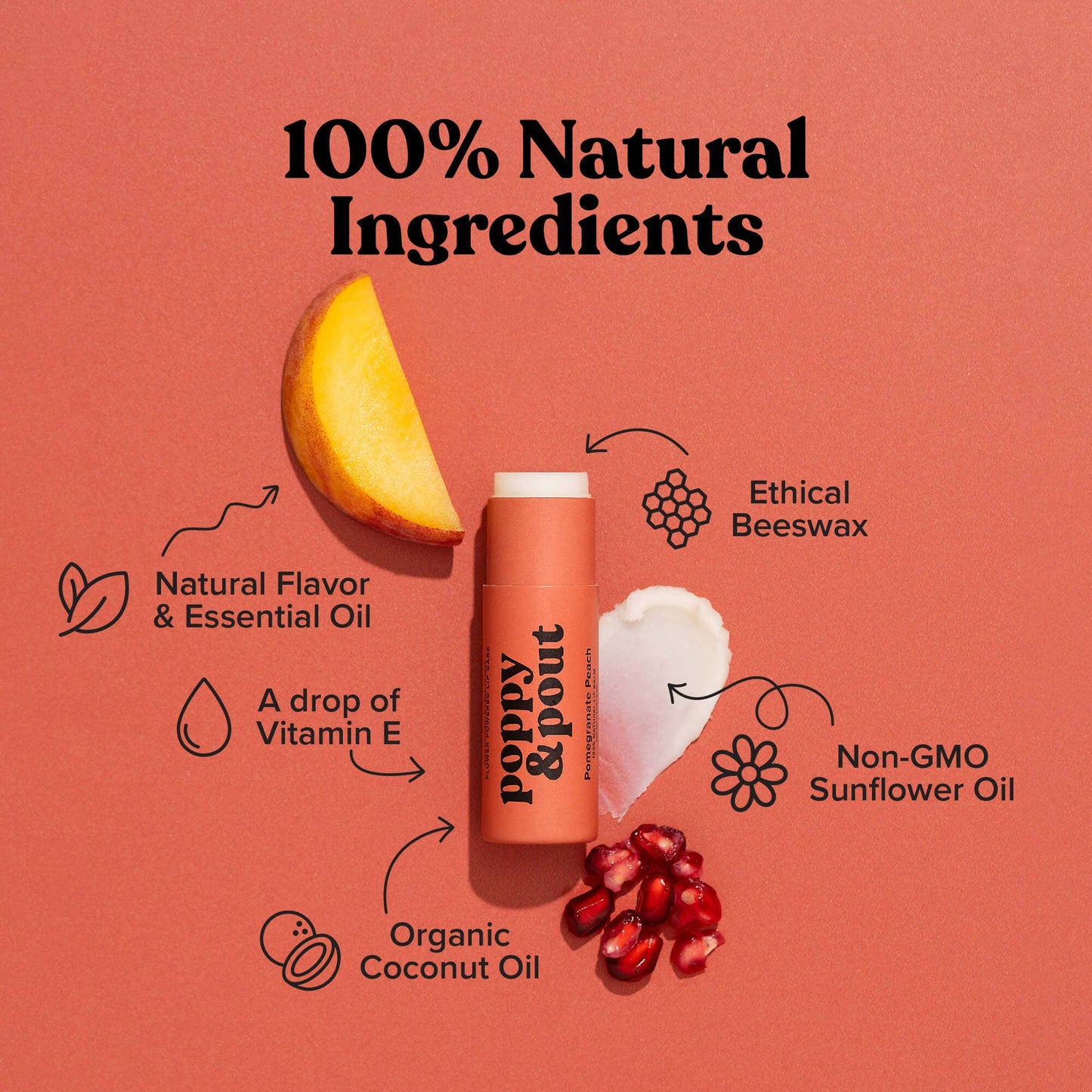 LIP BALM, POMEGRANATE PEACH